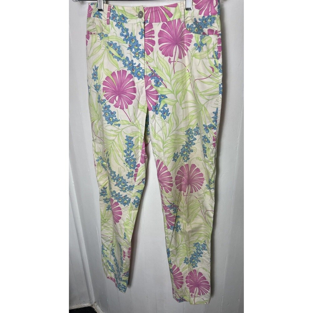 AVERARDO BESSI Pants Womens Size 44 Pink Yellow Orange Floral Vintage Italy